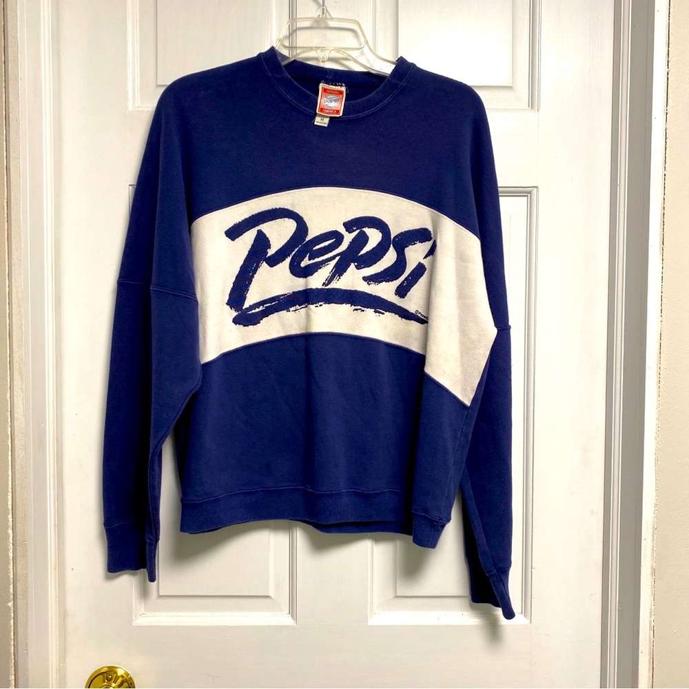 Vintage 80's/90's Pepsi Crew neck Sweatshirt size M  Apparel America Blue/White